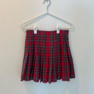 Brandy Melville Red Plaid Pleated Mini Skirt